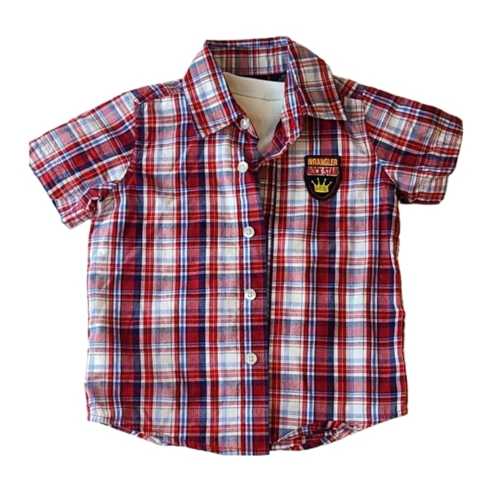 Rock & Roll Forever plaid button-down shirt